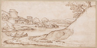 K V 122
<br/>
Rivierlandschap met links een stadsmuur
<br/>
<em>Grimaldi, Giovanni Francesco (1606-1680)</em>